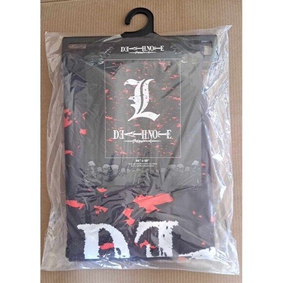 Death Note L Logo New Fleece Throw Gift Blanket L Lawliet Light Yagami Ryuk NIP - Picture 2 of 2